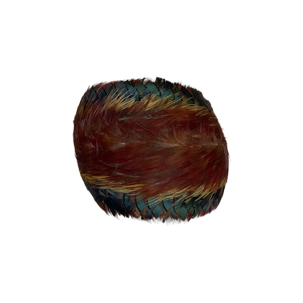 Vintage 1950s Pheasant Feather Fascinator Iridescent Retro Cocktail Hat - Picture 6 of 8